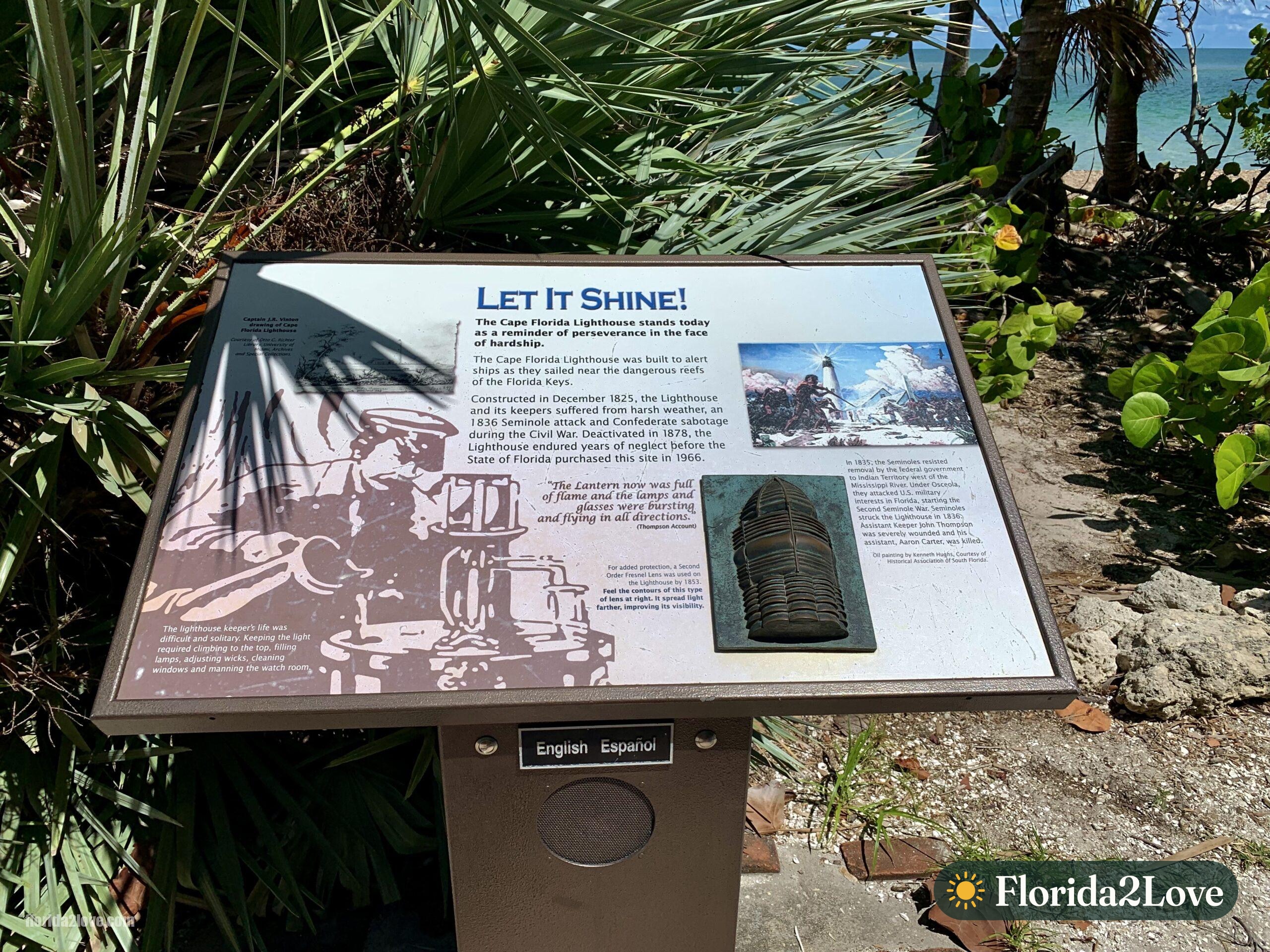 Faro de Cape Florida: panel informativo